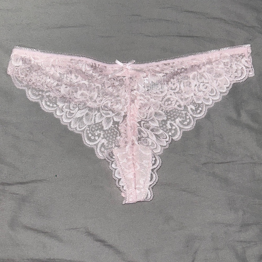 Pink lace thong
